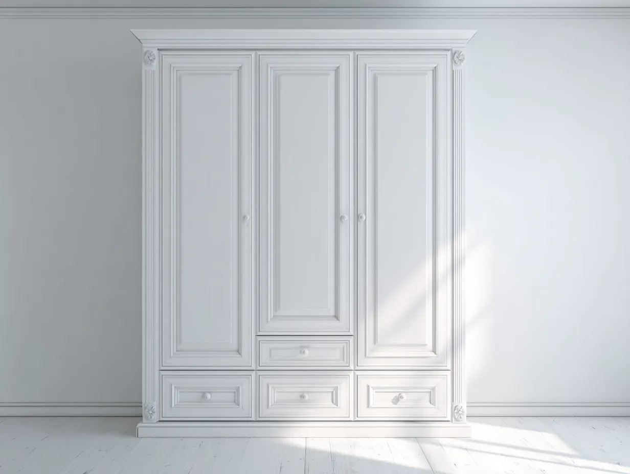 Armadio 260×60×220 cm - bianco - stile classico elegante per camera da letto-Mimonzidecor