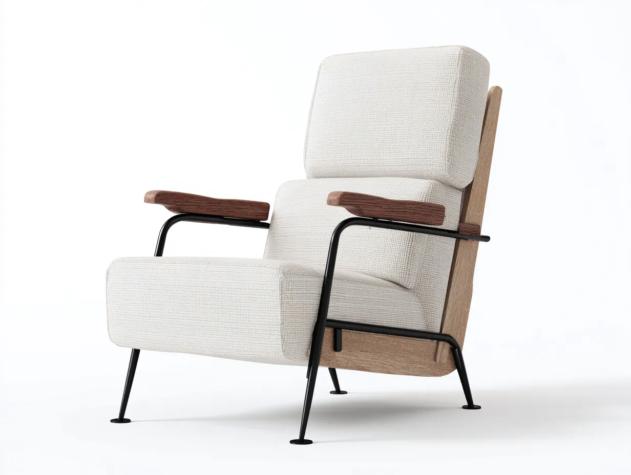 Poltrona 78×82×98 cm - tessuto beige - stile moderno per soggiorno-Mimonzidecor