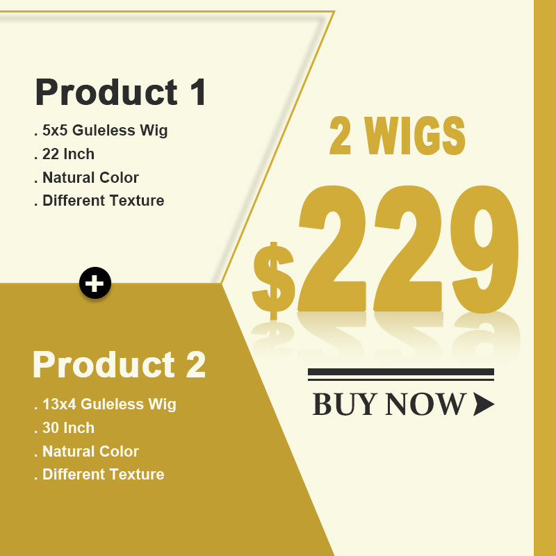 2 Wigs = $229 | 5x5 Glueless Wig 22'' Pre Everything and 13x4 Lace Front Wigs 30'' - AlloveHair