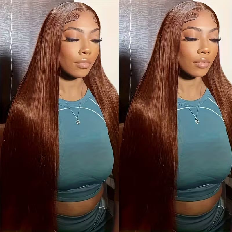 30 Inch Chocolate Brown Straight Hair 13x6 HD Lace Front Wigs 100% Glueless Human Hair Wig - AlloveHair