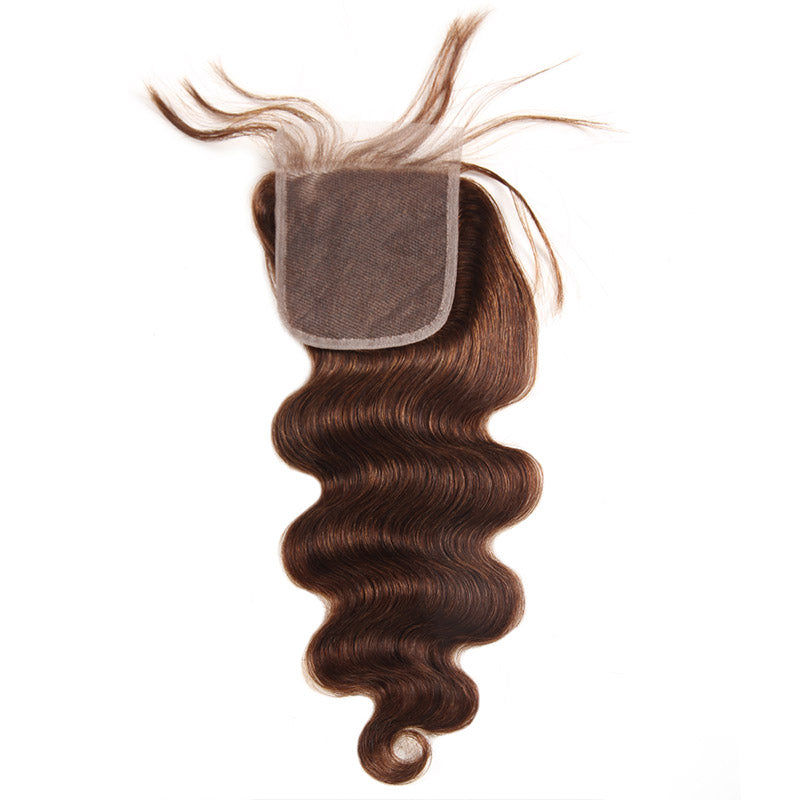 Allove Hair 4# Body Wave Hair 3 Bundles With Lace Closure Human Hair Bundles : ALLOVEHAIR