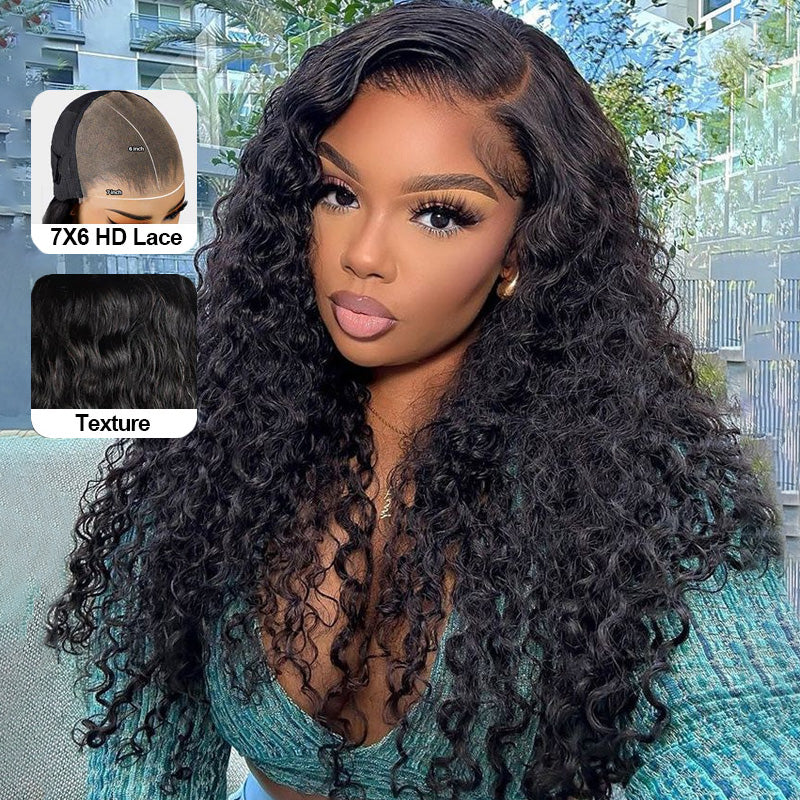 Allove Hair PartingMax Glueless Wig Water Wave 7x6 Closure HD Lace Wig - AlloveHair