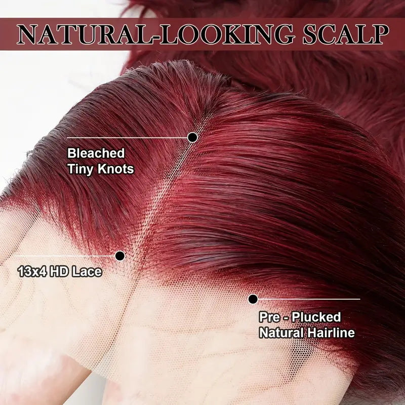 [ 30'' 200% Density= $199] 99J Burgundy Pre Cut & Pre Plucked & Bleached Knots Transparent HD Lace Ready To Wear Wigs - AlloveHair