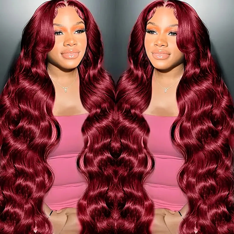 [ 30'' 200% Density= $199] 99J Burgundy Pre Cut & Pre Plucked & Bleached Knots Transparent HD Lace Ready To Wear Wigs - AlloveHair