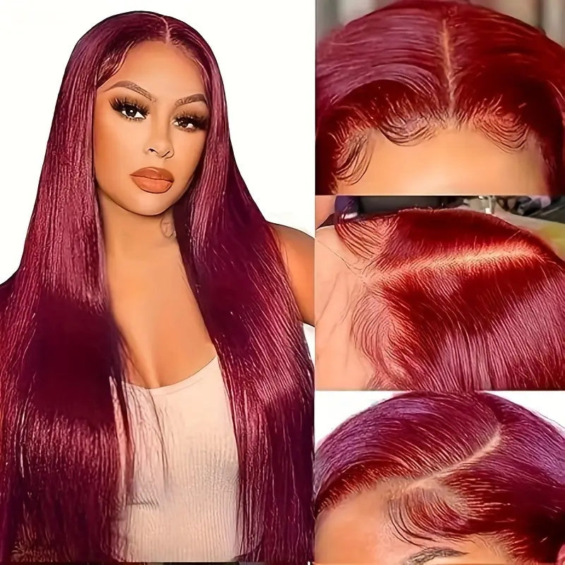 [ 30'' 200% Density= $199] 99J Burgundy Pre Cut & Pre Plucked & Bleached Knots Transparent HD Lace Ready To Wear Wigs - AlloveHair