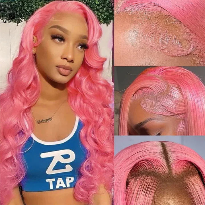 Allove Hair 30 Inch Pink Colored 13x4 HD Glueless Lace Front Wig Body Wave Barbie Hairstyle - AlloveHair