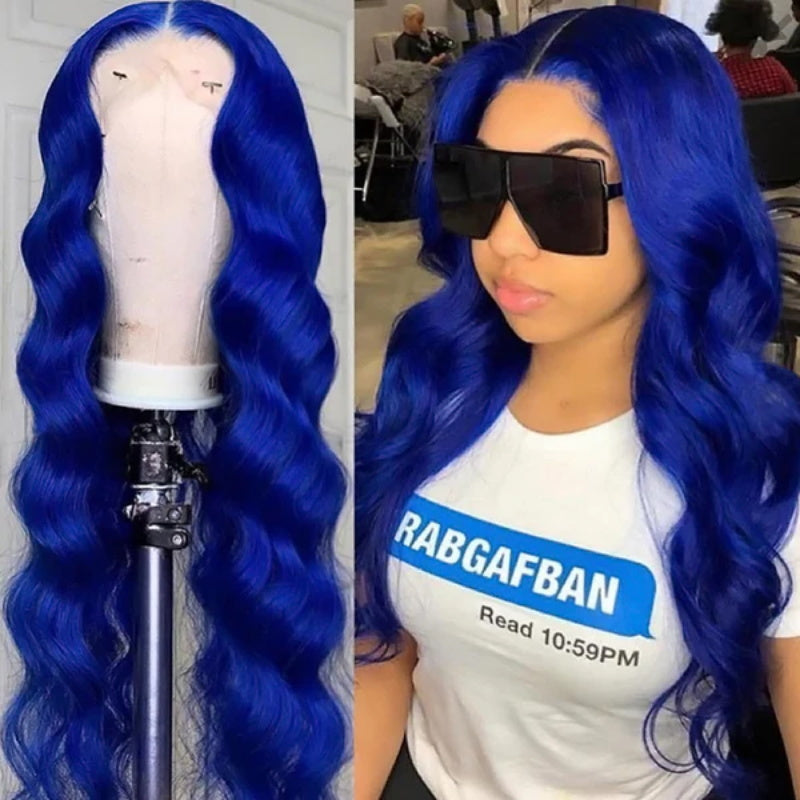 Allove Flawless Blue Colored Body Wave/Straight 13x6 HD Lace Front Wigs Pre Plucked Lace Front Wig 200% Density - AlloveHair
