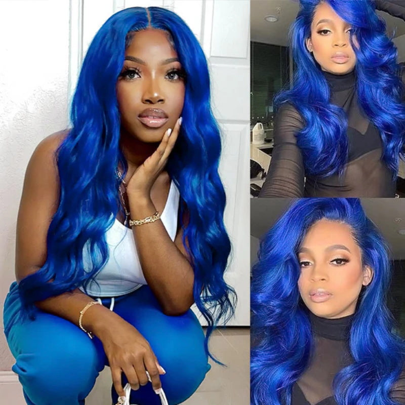 Allove Flawless Blue Colored Body Wave/Straight 13x6 HD Lace Front Wigs Pre Plucked Lace Front Wig 200% Density - AlloveHair