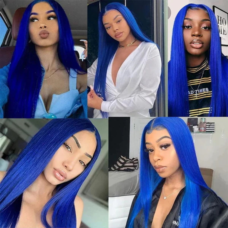 Allove Flawless Blue Colored Body Wave/Straight 13x6 HD Lace Front Wigs Pre Plucked Lace Front Wig 200% Density - AlloveHair