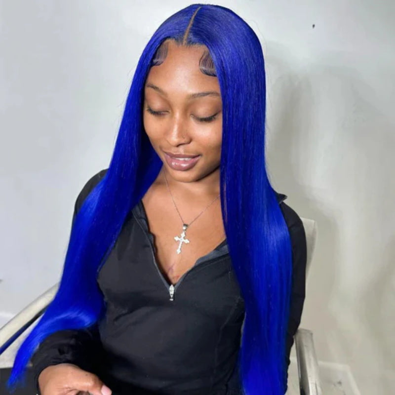 Allove Flawless Blue Colored Body Wave/Straight 13x6 HD Lace Front Wigs Pre Plucked Lace Front Wig 200% Density - AlloveHair