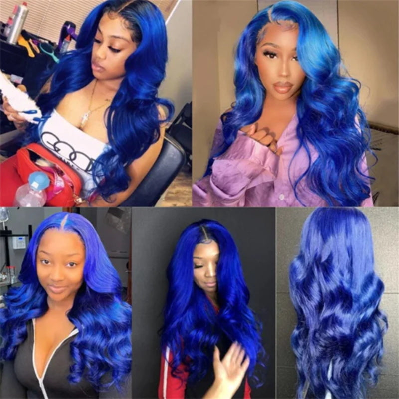 Allove Flawless Blue Colored Body Wave/Straight 13x6 HD Lace Front Wigs Pre Plucked Lace Front Wig 200% Density - AlloveHair