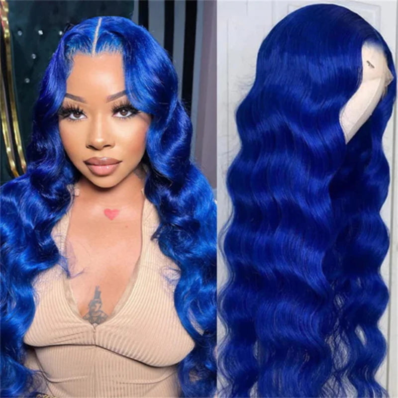 Allove Flawless Blue Colored Body Wave/Straight 13x6 HD Lace Front Wigs Pre Plucked Lace Front Wig 200% Density - AlloveHair