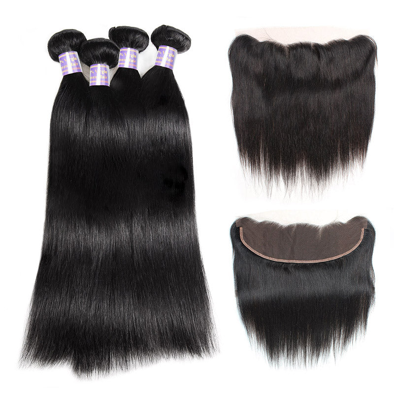 Discover the beauty of Allove Hair's Best Straight Human Hair Bundles, featuring premium Malaysian hair that offers a sleek and sophisticated look. This collection includes a 13x4 lace frontal closure, ensuring a natural-looking hairline and seamless blend for versatile styling options.