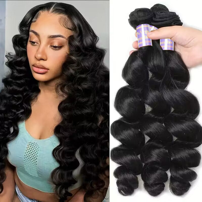 Allove Hair Brazilian Virgin Hair Loose Wave 3 Bundles Human Hair Weaves