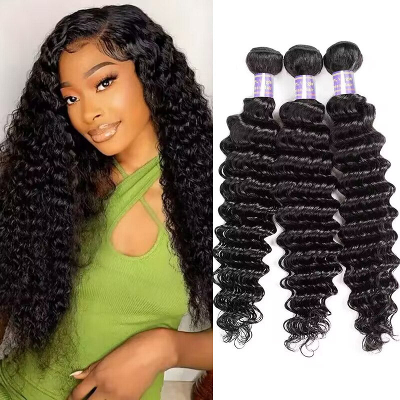 Brazilian Deep Wave 3 Bundles Virgin Human Hair Extensions