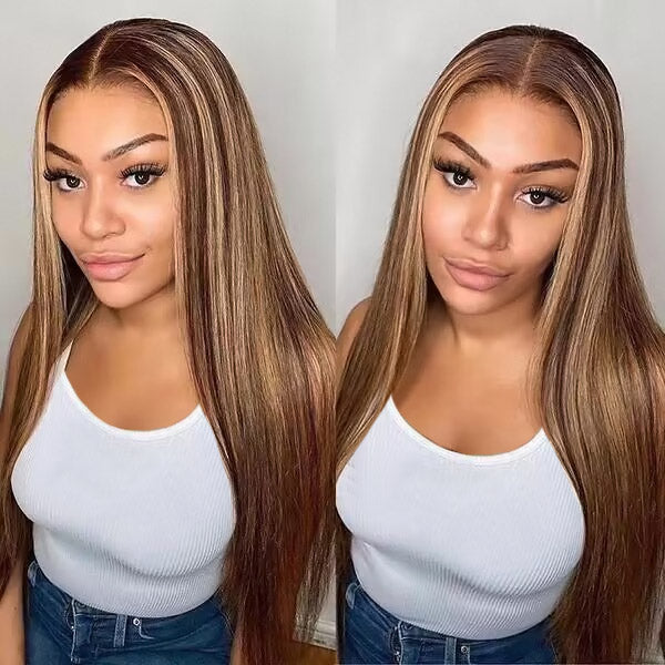 P4/27 Highlight Bundles Virgin Straight Human Hair Unprocessed Ombre Colored Hair Weave
