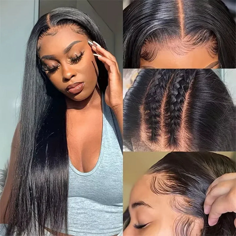 Invisible HD Full Lace Pre Plucked Straight Wigs Melted Match All Skin Color