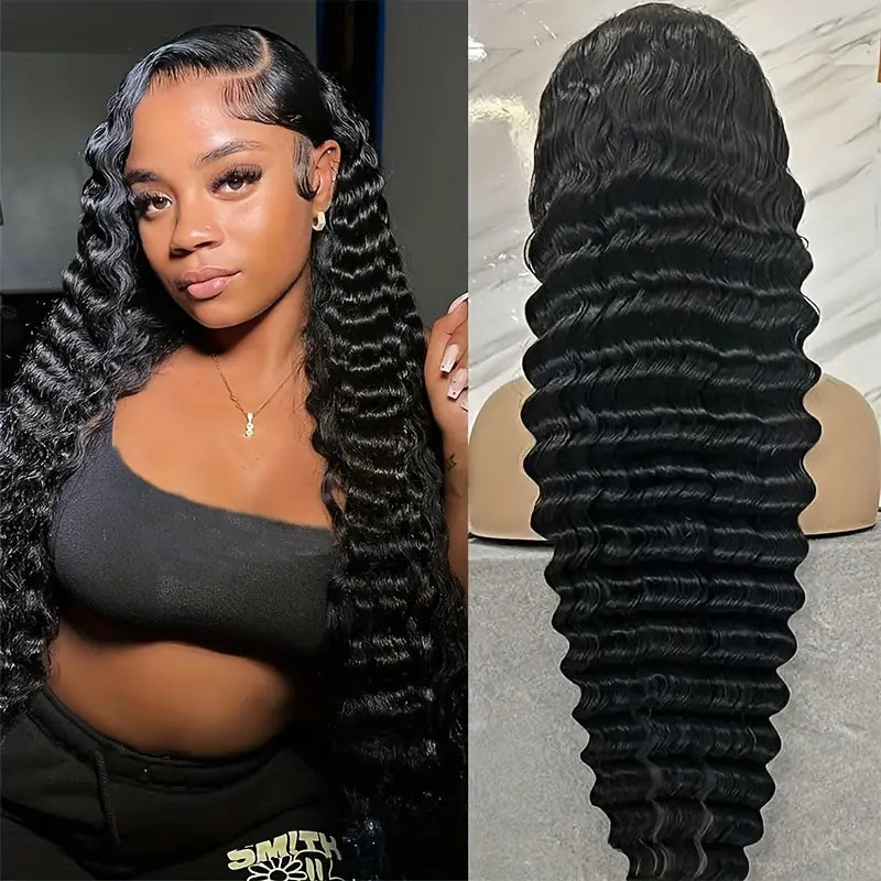 Overnight Shipping [30"= $239 After Discount] 13x6 Lace Front Loose Deep Wig Pre Cut & Pre Plucked & Bleached Knots Ready To Wear Human Hair Wig 180% Density - AlloveHair