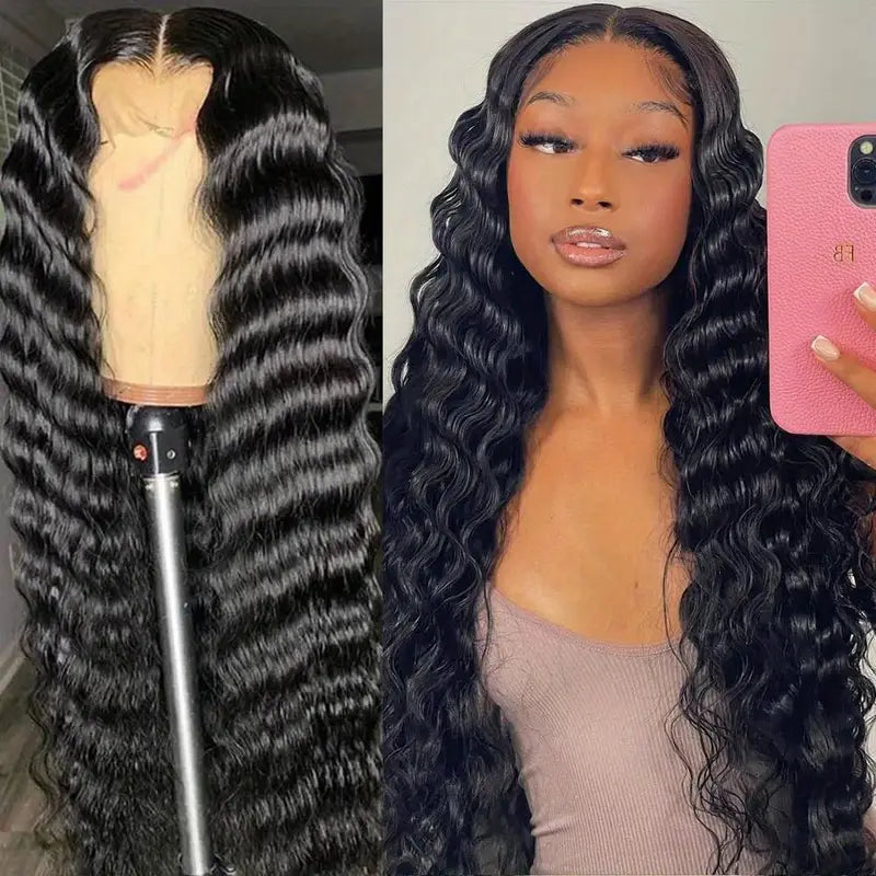 Overnight Shipping [30"= $239 After Discount] 13x6 Lace Front Loose Deep Wig Pre Cut & Pre Plucked & Bleached Knots Ready To Wear Human Hair Wig 180% Density - AlloveHair