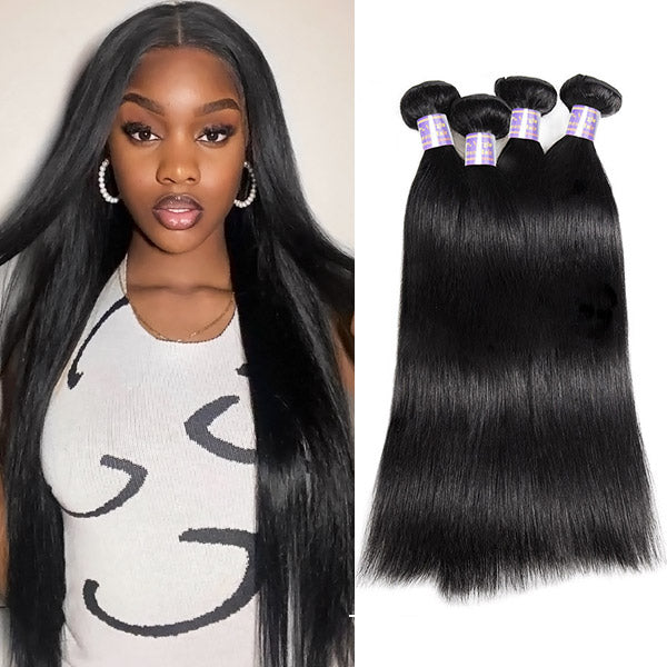 Allove Hair Peruvian 4 Bundles Straight Human Hair Extensions