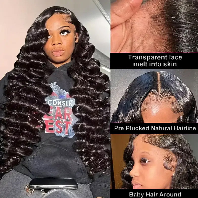 [30'' = $165.99 - No Code Needed] 13x6 Lace Front Wig with Bleached Knots Loose Deep Wave Human Hair Wigs Beginner Friendly - AlloveHair