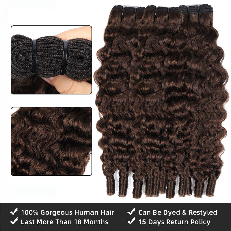 [Ship in 12Hours] Allove Premium Burmese Virgin Hair #4 Dark Brown Color Curly Hair Quick Weave 3/4 Bundles - AlloveHair