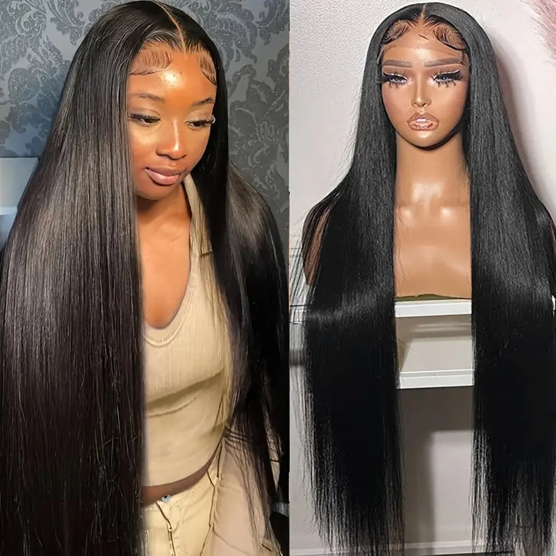 30 Inch 13x6 HD Lace Front Wig 200 Density Virgin Straight Human Hair Pre Plucked with Baby Hair Glueless Wigs - AlloveHair