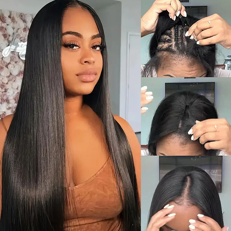 No Leave Out Glueless V Part Straight Wig Ultra Thin Part Human Hair Wig - AlloveHair