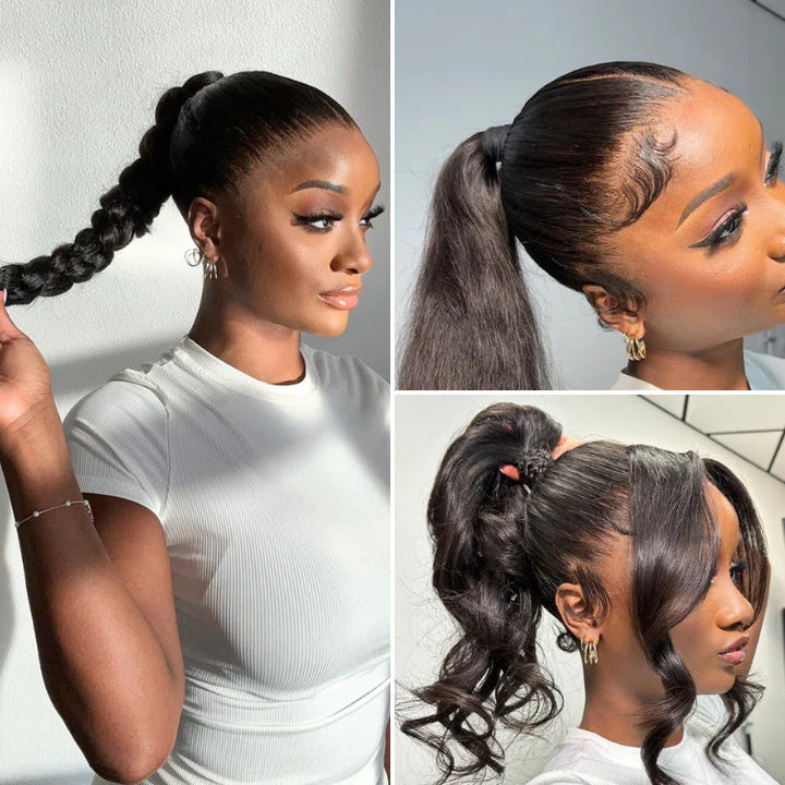 Allove Hair 360 Lace Front Human Hair Wigs Straight/Body Wave 180% Wig Pre Plucked With Baby Hair
