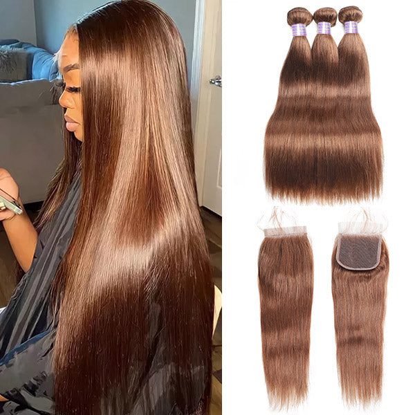 Discover the beauty of our brown bundles with closure, perfect for achieving sleek and stylish straight hair looks. Designed for easy sew-in application, these bundles cater specifically to the needs of black women seeking quality and elegance. Enjoy the luxurious feel at an affordable price¡ªelevate your hairstyle effortlessly with Allove Hair today!