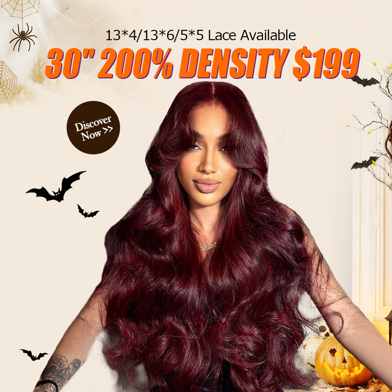[ 30'' 200% Density= $199] 99J Burgundy Pre Cut & Pre Plucked & Bleached Knots Transparent HD Lace Ready To Wear Wigs