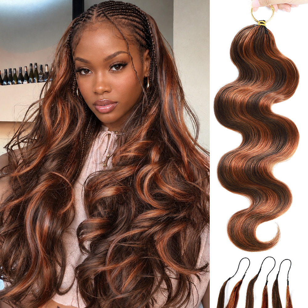 P4/30 Highlight Brown Body Wave Crochet Human Hair for Miracle Knots Pre-Separated Feather Crochet 100% Human Hair Extensions