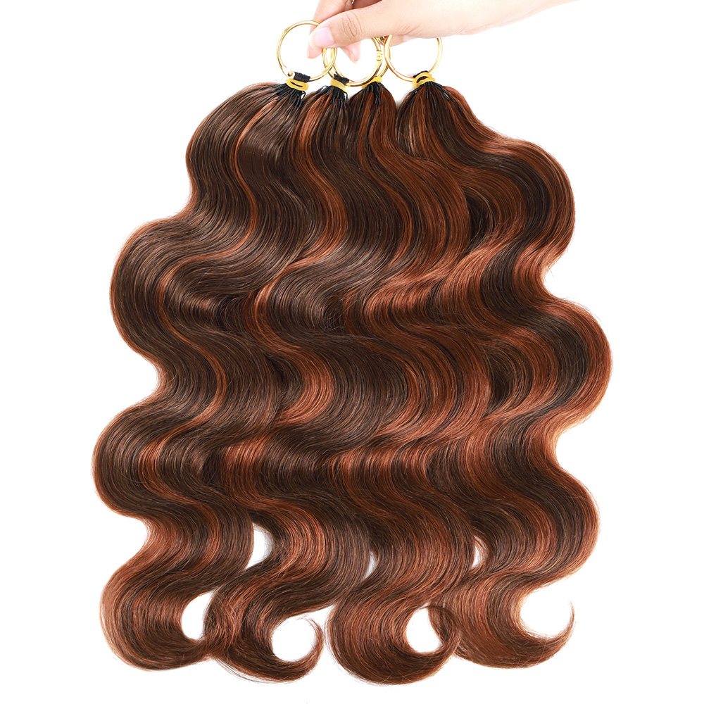 P4/30 Highlight Brown Body Wave Crochet Human Hair for Miracle Knots Pre-Separated Feather Crochet 100% Human Hair Extensions