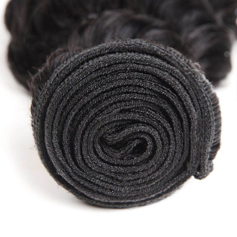 Peruvian Deep Wave 3 Bundles with 13*4 Lace Frontal Virgin Human Hair : ALLOVEHAIR