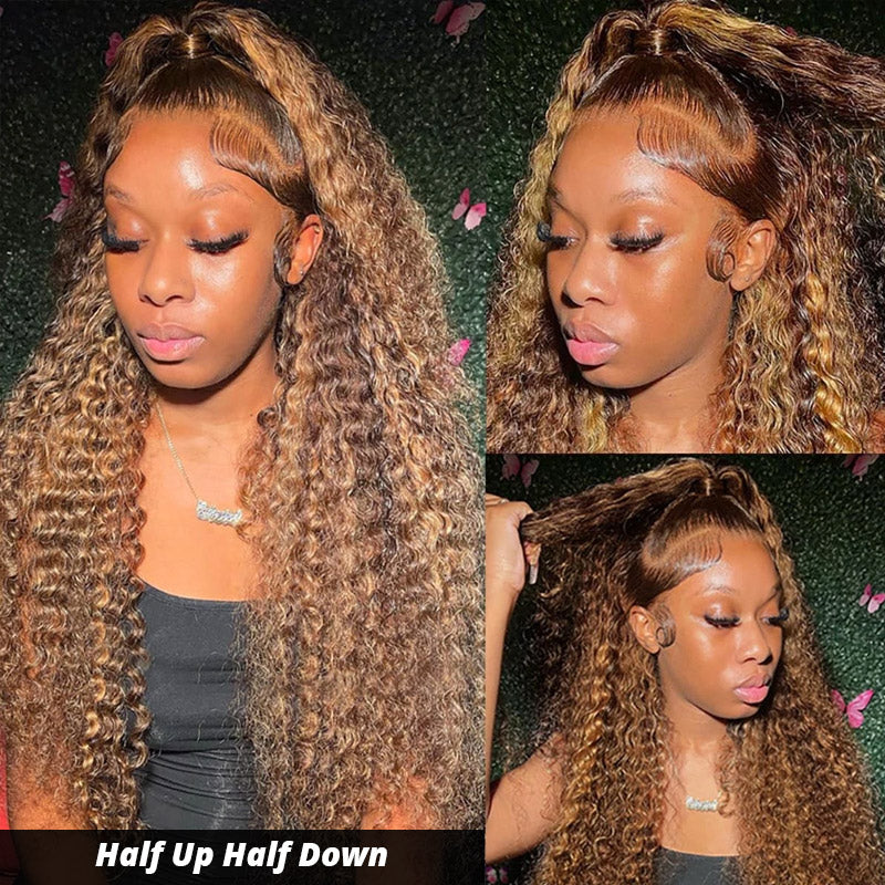[28'' = $165.99 - No Code Needed] P4/27 Highlight Wig Deep Wave Human Hair 13x6 Full Lace Front Wigs - AlloveHair