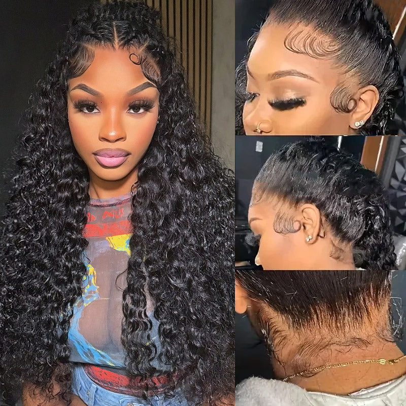 Glueless Water Wave Full Lace Wig | Drawstring Adjustable | 100% Brazilian Hair | HD Undetectable Lace - AlloveHair