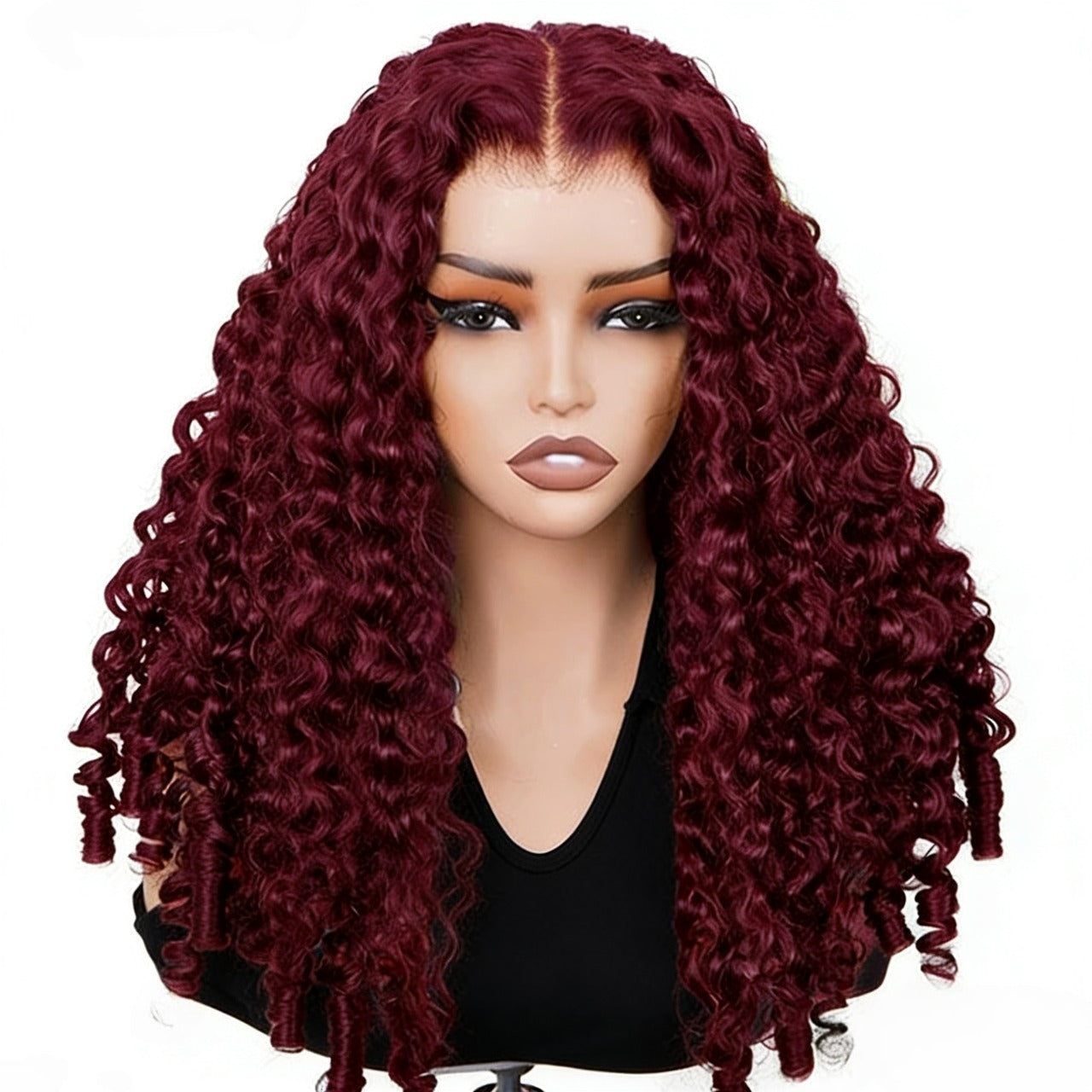 30 Inch Burmese Curly Hair Wear Go Glueless Wig 99J Burgundy Color Pre Cut 7x6/13x6  Lace Front Wig - AlloveHair