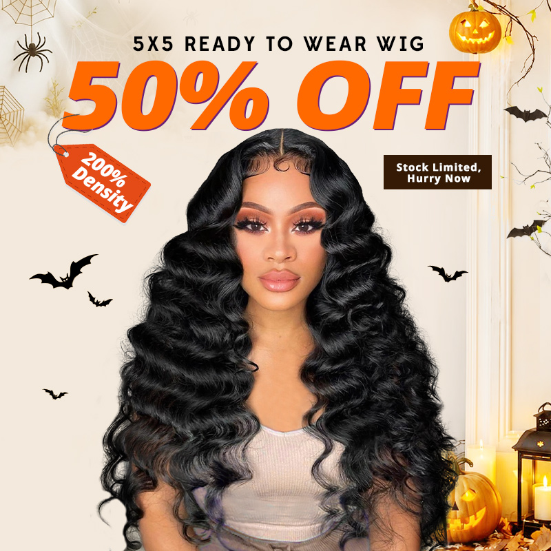 [50% OFF - No Code Needed] 200% Density Pre Cut Lace & Pre Plucked & Bleached Knots Ready To Wear 5x5 Lace Closure Wigs