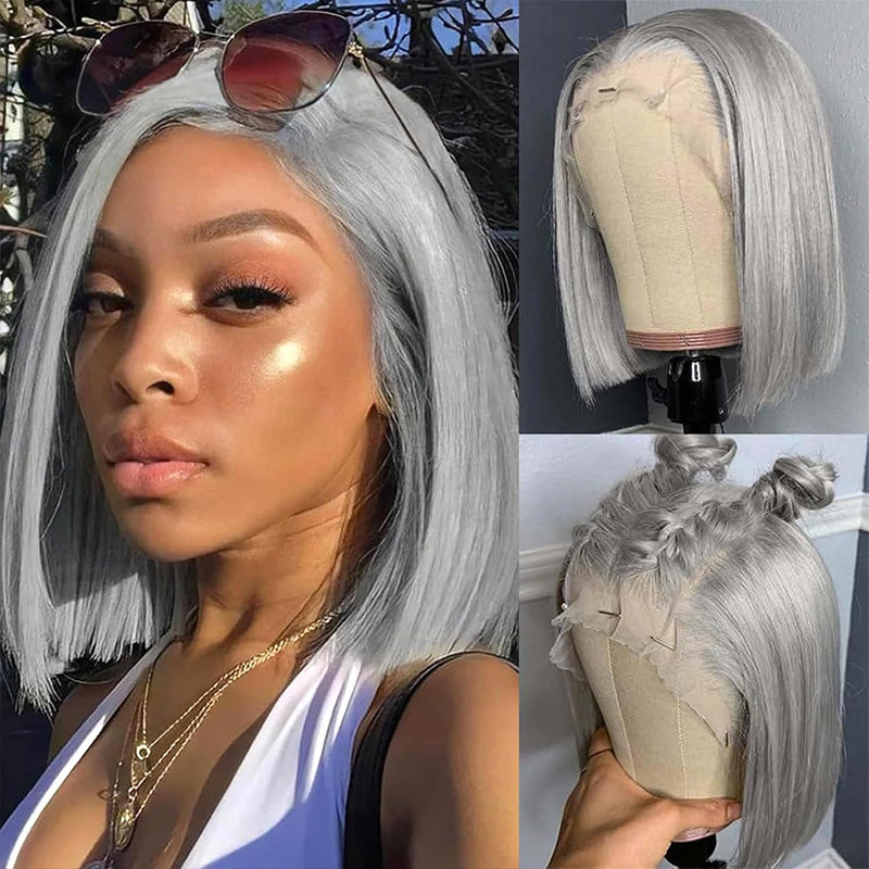 Premium Colored Short Bob Wig Pre Plucked 13x4 Lace Front Straight Hair Wig 200% Density - AlloveHair