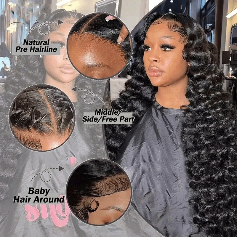 250% Density Real HD 13x6 Lace Frontal Wig 30 Inch Loose Deep Human Hair Wigs for Women - AlloveHair