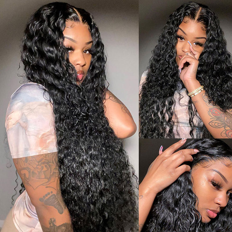Water Wave 5x5 Closure Wigs 200% Density Thick Hair All Day Comfort Glueless Wig for Beginners - AlloveHair