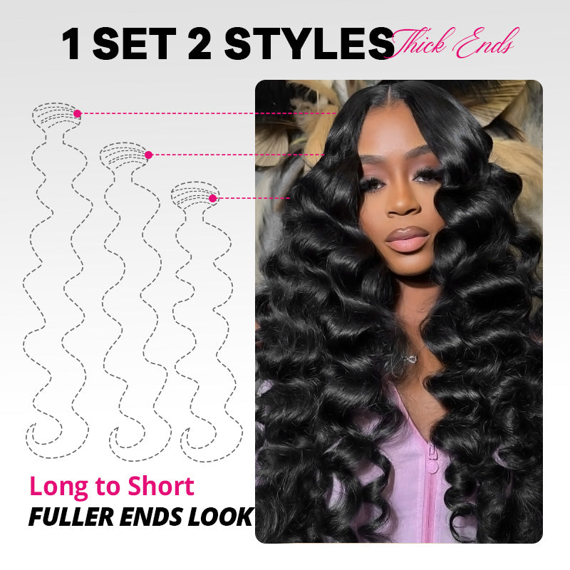 Allove 2x6 Deep Parting HD Lace Closure with Bundles Loose Deep Wave Bundles with Closure Human Hair Weave Extensions - AlloveHair