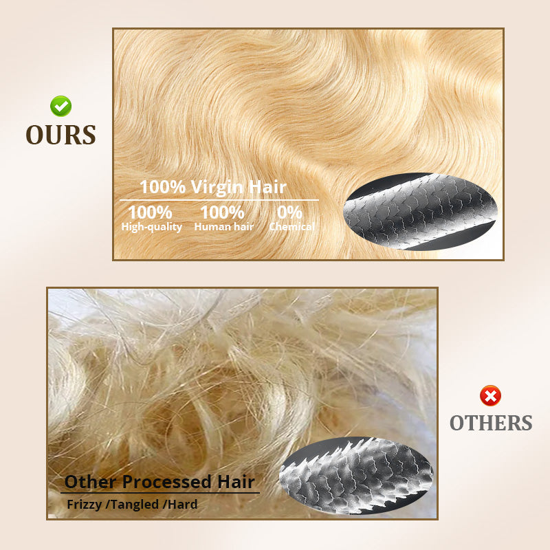 [New Trend] Black Hair With Blonde Peekaboo Highlights Body Wave Human Hair Bundles - AlloveHair