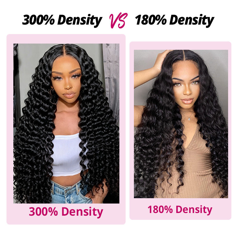 300% Density Long Water Wave 13x4 Lace Front Wig Pre Everything Glueless HD Lace Wigs - AlloveHair
