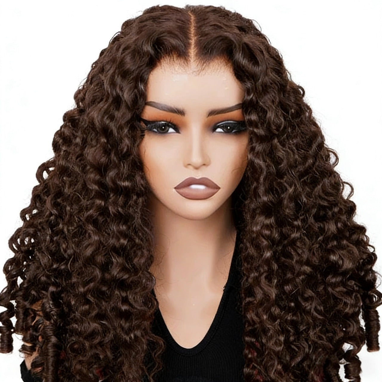 250% Density Burmese Curly Glueless Wig #4 Chocolate Brown Color 7x6/13x6 HD Lace Front Wigs Human Hair - AlloveHair