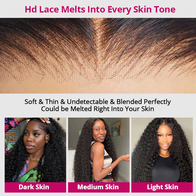 300% Density Curly Hair Glueless 13x4 Full Lace Front Wigs Super Double Drawn Virgin Human Hair - AlloveHair