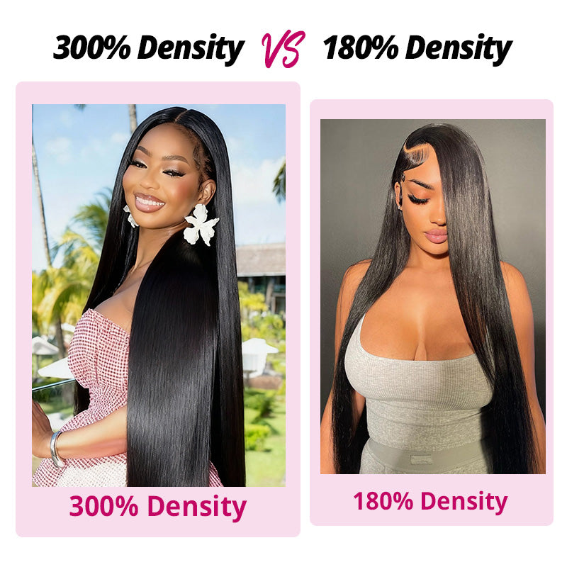 300% Density Silky Straight Ear-to-Ear 13x4 HD Full Lace Front Wig 100% Glueless All-Day Comfort Wig - AlloveHair