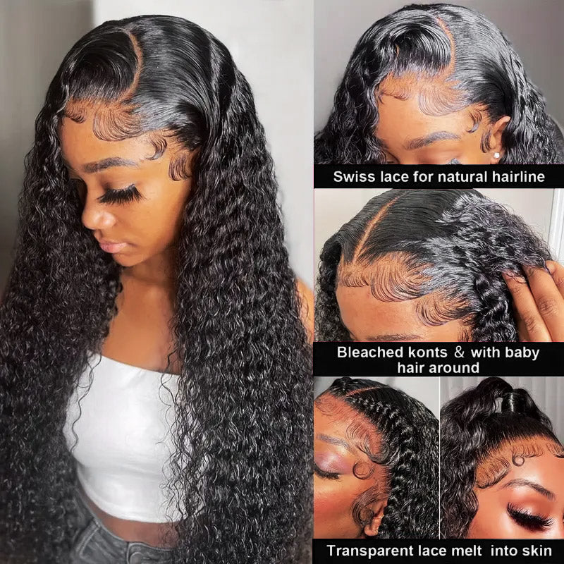 [30'' = $165.99 - No Code Needed] 13x6 Lace Front Wigs Glueless Human Hair Wigs Deep Wave Wig For Black Women - AlloveHair