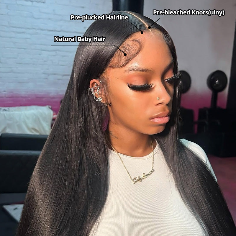 Best Straight Hair 5x5 & 7x6 Lace Front Wig | Glueless HD Lace | Pre-Cut Baby Hair | Ready To Wear - AlloveHair