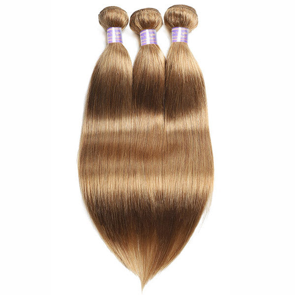 #27 Colored Straight Hair Bundles Honey Blonde Human Hair Weave 3 Bundles For Sew In